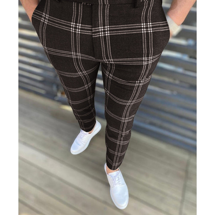 Herren Elegante Karottenhose mit strukturiertem Karo-Muster Echoarchiv