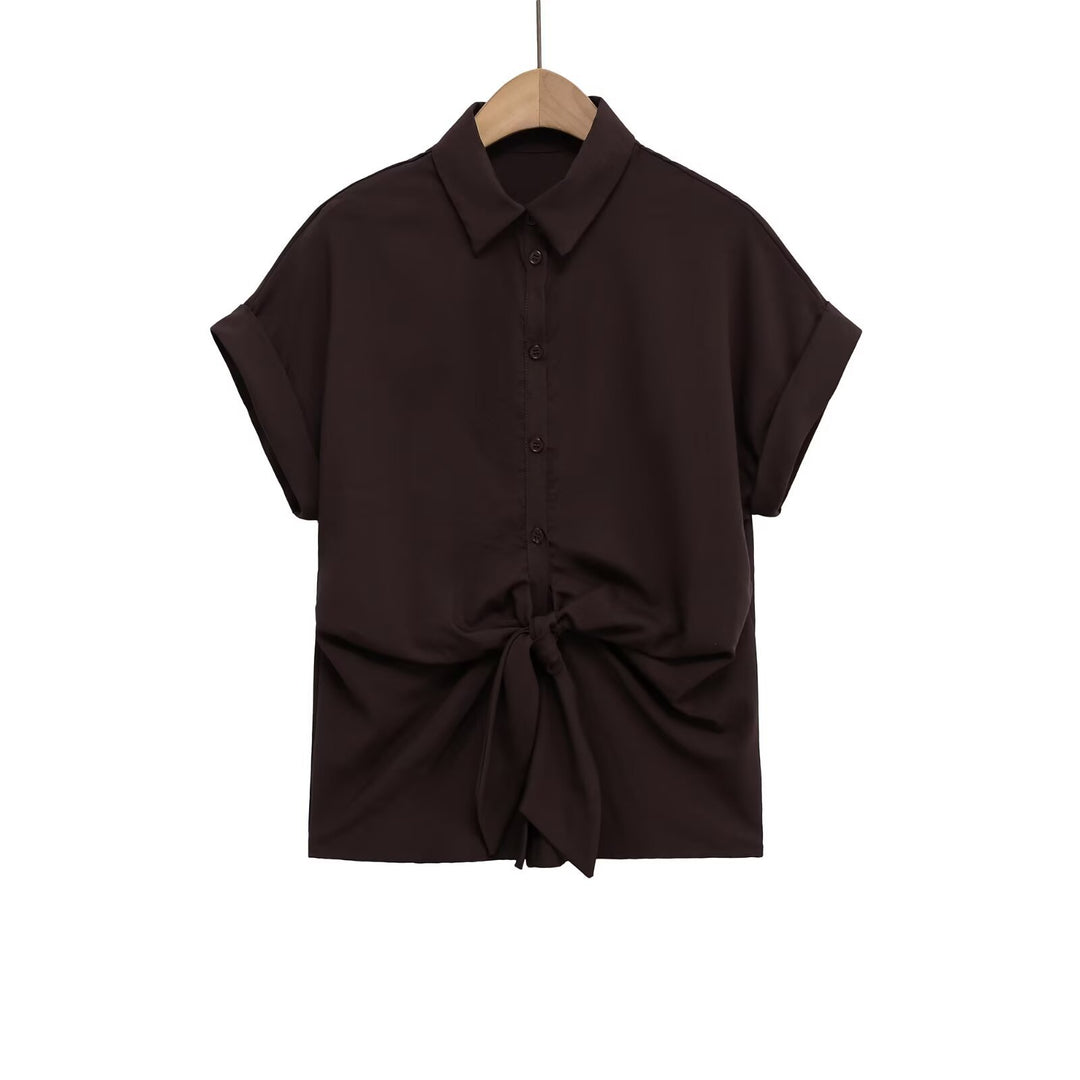 Damen Kurzarmbluse mit Knotendetail und elegantem Schnitt Echo Archiv