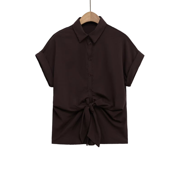 Damen Kurzarmbluse mit Knotendetail und elegantem Schnitt Echo Archiv