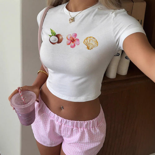 Damen Crop-Top mit sommerlichem Motiv Echo Archiv