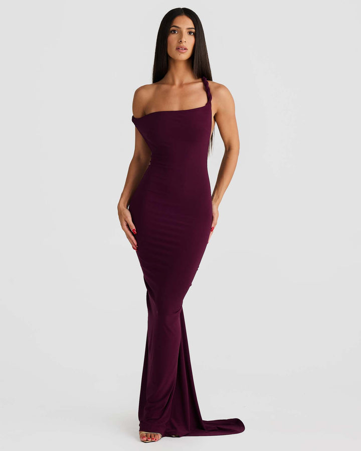 Damen Elegant geschnittenes Abendkleid mit schulterfreiem Design und raffinierten Drapierungen Echo Archiv