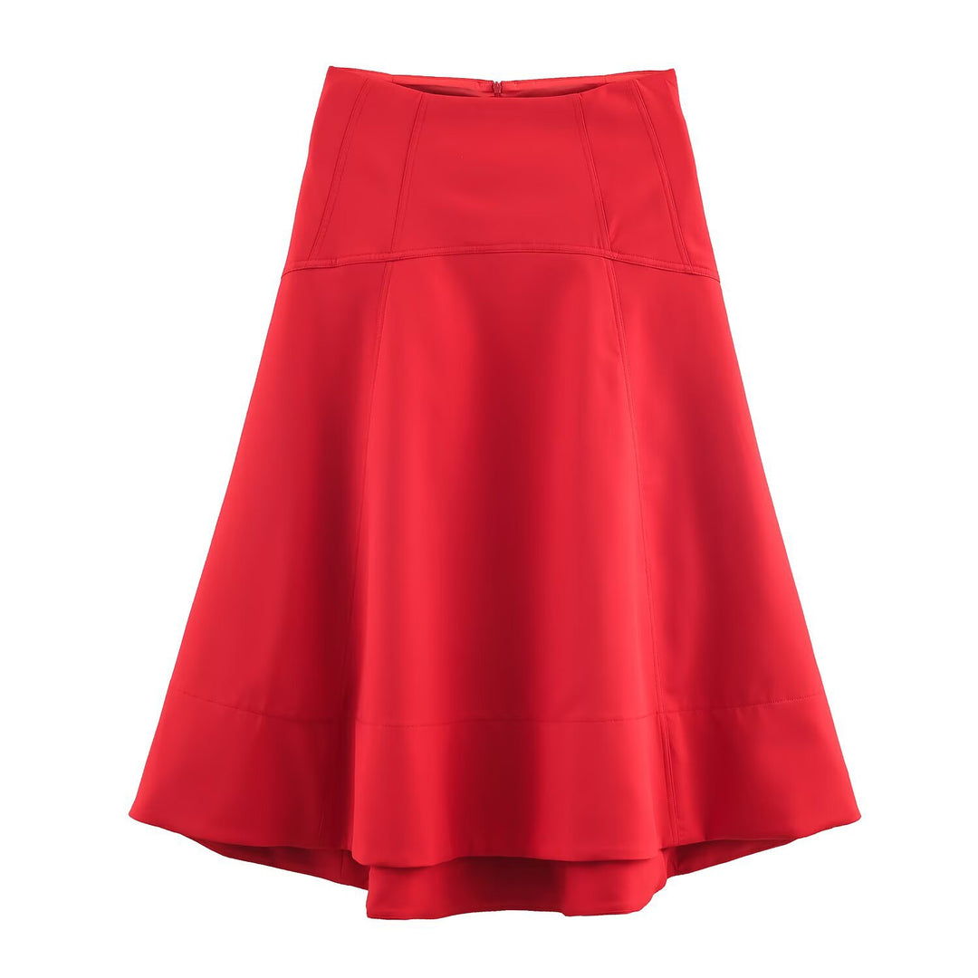 Damen Ausgestellter Midirock mit hoher Taille und Teilungsnähten Echoarchiv
