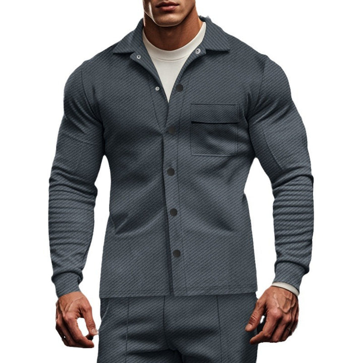 Herren modische Freizeitjacke mit leicht strukturiertem Stoff und praktischer Brusttasche Echoarchiv