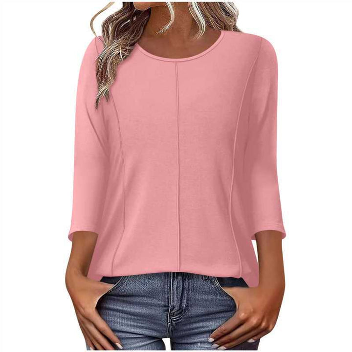Damen lässiges Shirt mit dreiviertelärmeln und dekorativer Mittelnaht – Avérine