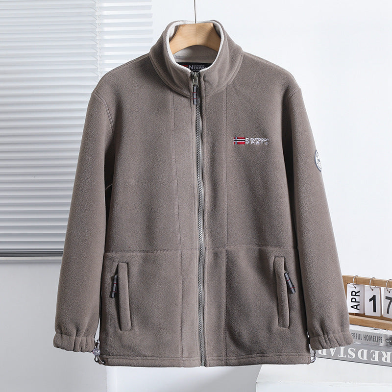 Herren nan Fleecejacke mit Stehkragen, durchgehendem Reißverschluss, zwei Eingrifftaschen und elastischen Bündchen Echo Archiv