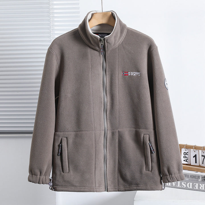 Herren nan Fleecejacke mit Stehkragen, durchgehendem Reißverschluss, zwei Eingrifftaschen und elastischen Bündchen Echo Archiv