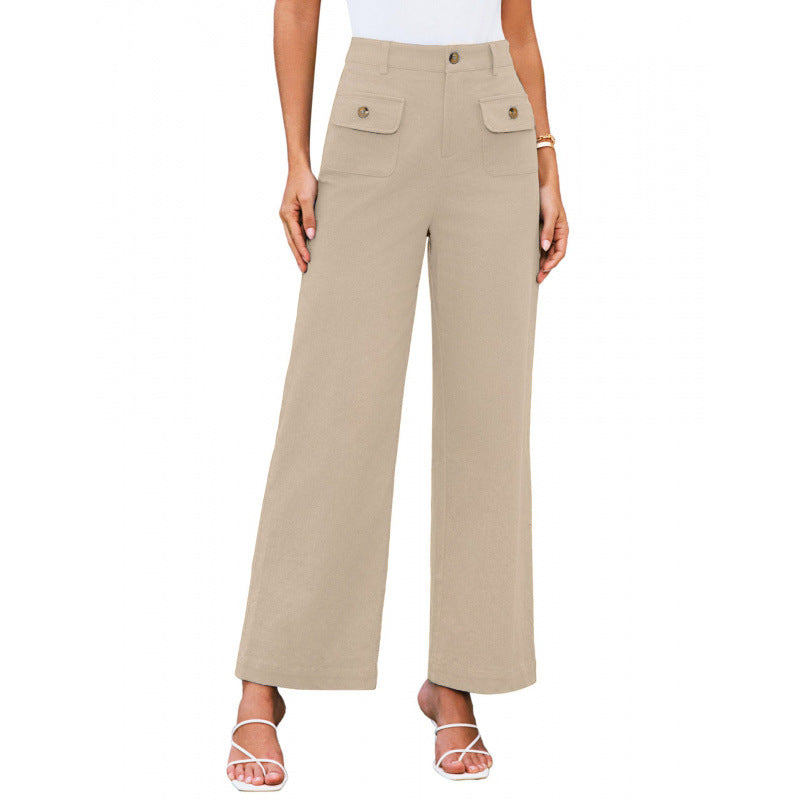 Damen High-Waist Palazzo-Hose mit aufgesetzten Knopf-Taschen Echo Archiv