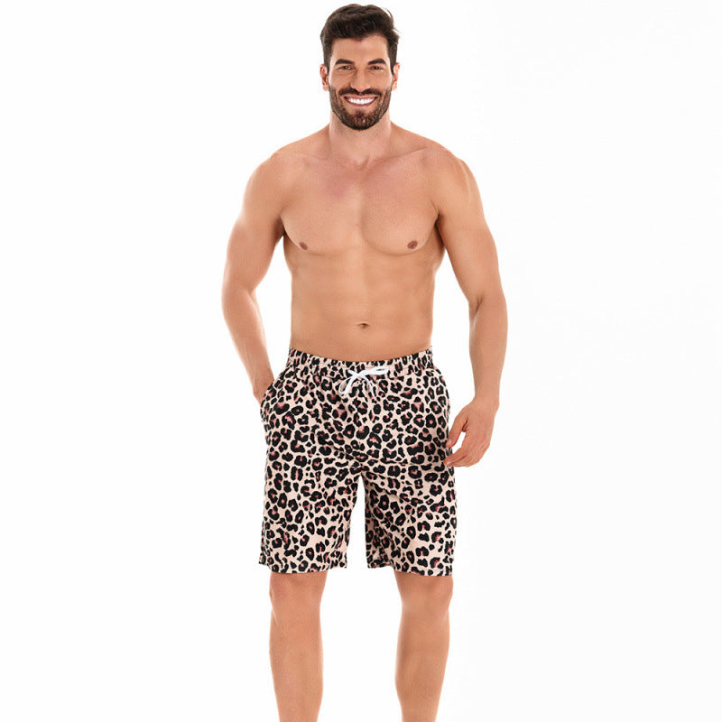 Herren Badeshorts im Echoarchivrnen Leopardenmuster mit verstellbarem Bund Echoarchiv