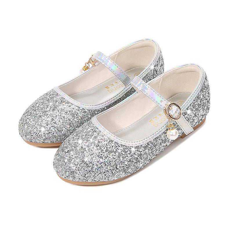 Mädchen Glitzernde Mary Jane Ballerinas mit Perlenapplikation Echo Archiv