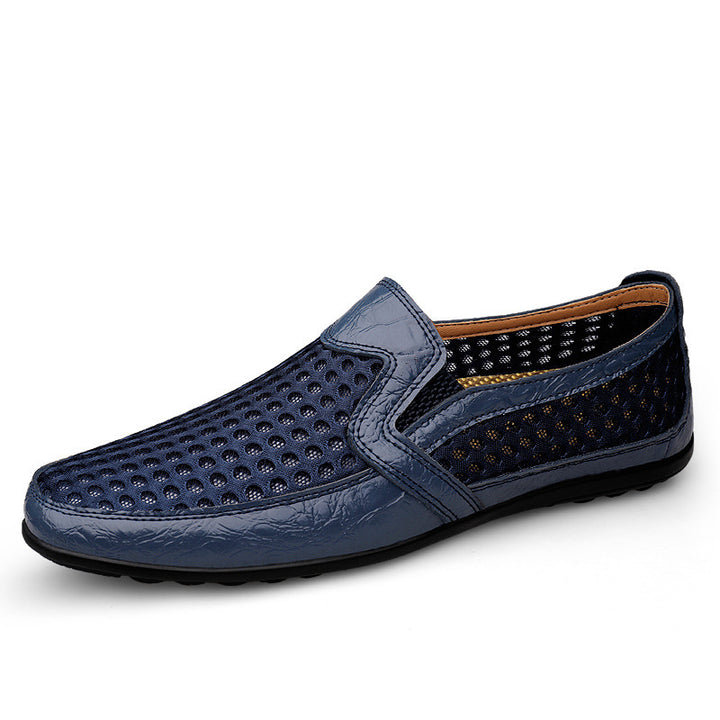Herren Atmungsaktiver Lochleder-Slipper im Mokassin-Stil mit flexibler Gummisohle – Tavélo