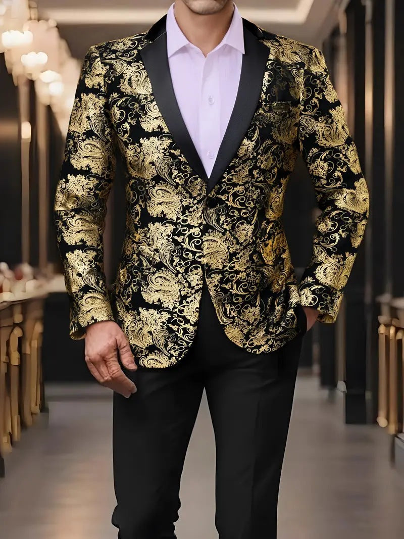 Herren extravagantes Paillettenblazer mit floralem Design Echoarchiv