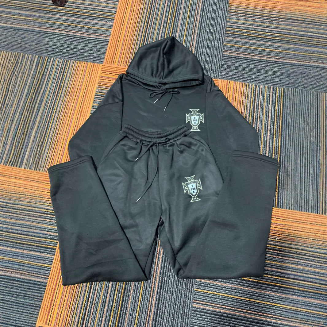 Unisex nan zweiteiliges Lounge-Set aus schwerer Baumwollmischung mit Kapuze und elastischem Bundhose Echo Archiv