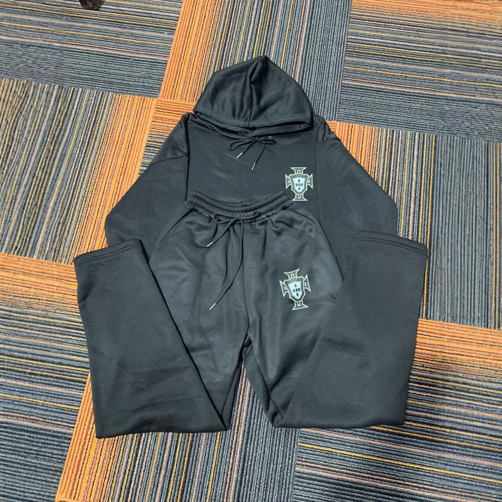 Unisex nan zweiteiliges Lounge-Set aus schwerer Baumwollmischung mit Kapuze und elastischem Bundhose Echo Archiv