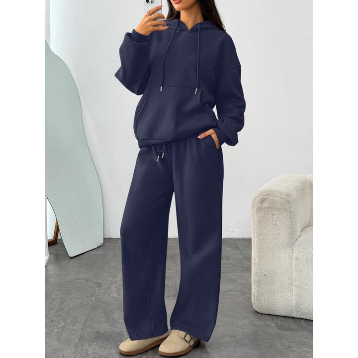 Damen Oversized Hoodie-Set mit Kängurutasche und weiter Palazzohose – Auréline