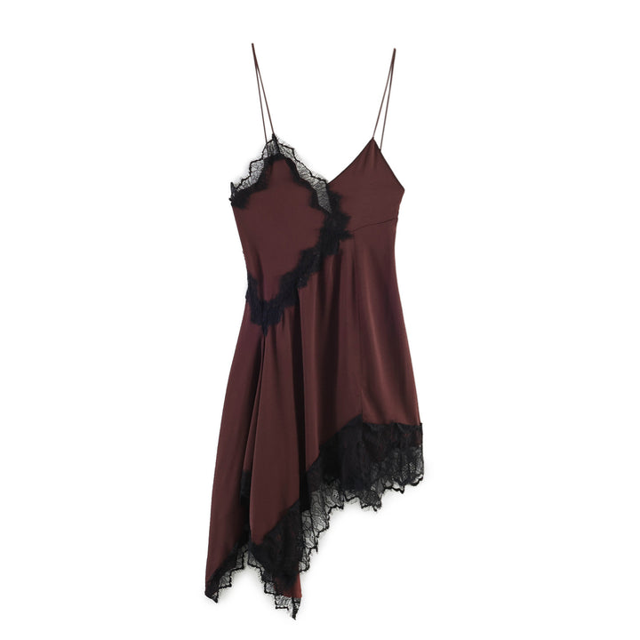 Damen Spitzen-Hängerchenkleid mit asymmetrischem Saum und zarten Trägern Echo Archiv