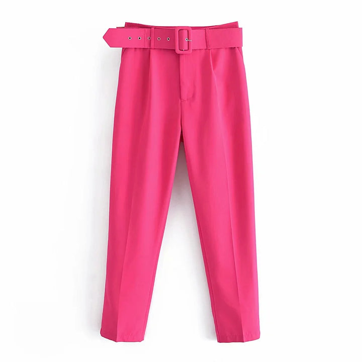 Damen Hochtaillierte Tailored-Hose mit Bundfalten und Stoffgürtel Echo Archiv
