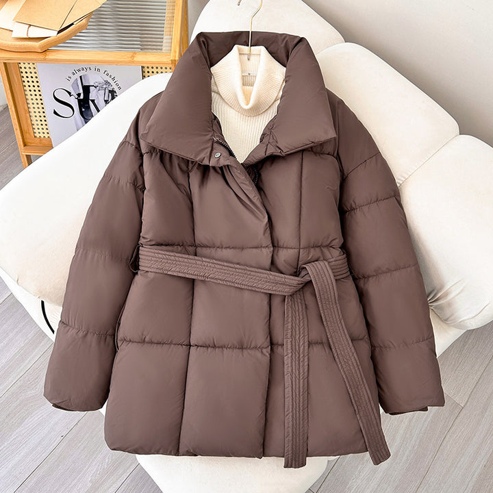 Damen nan gesteppte Winterjacke mit Taillengürtel, Stehkragen und Rippbündchen Echo Archiv