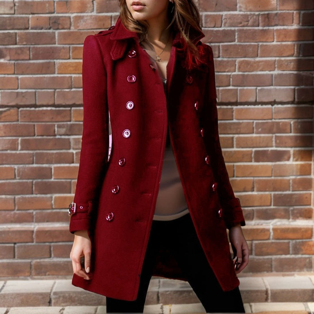 Damen stylischer Wollmantel mit doppelter Knopfleiste Echoarchiv