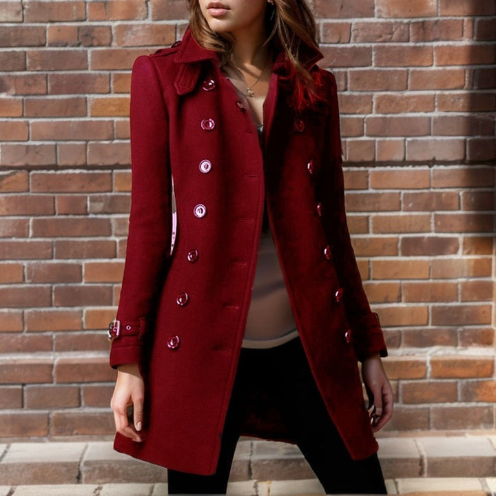 Damen stylischer Wollmantel mit doppelter Knopfleiste Echoarchiv