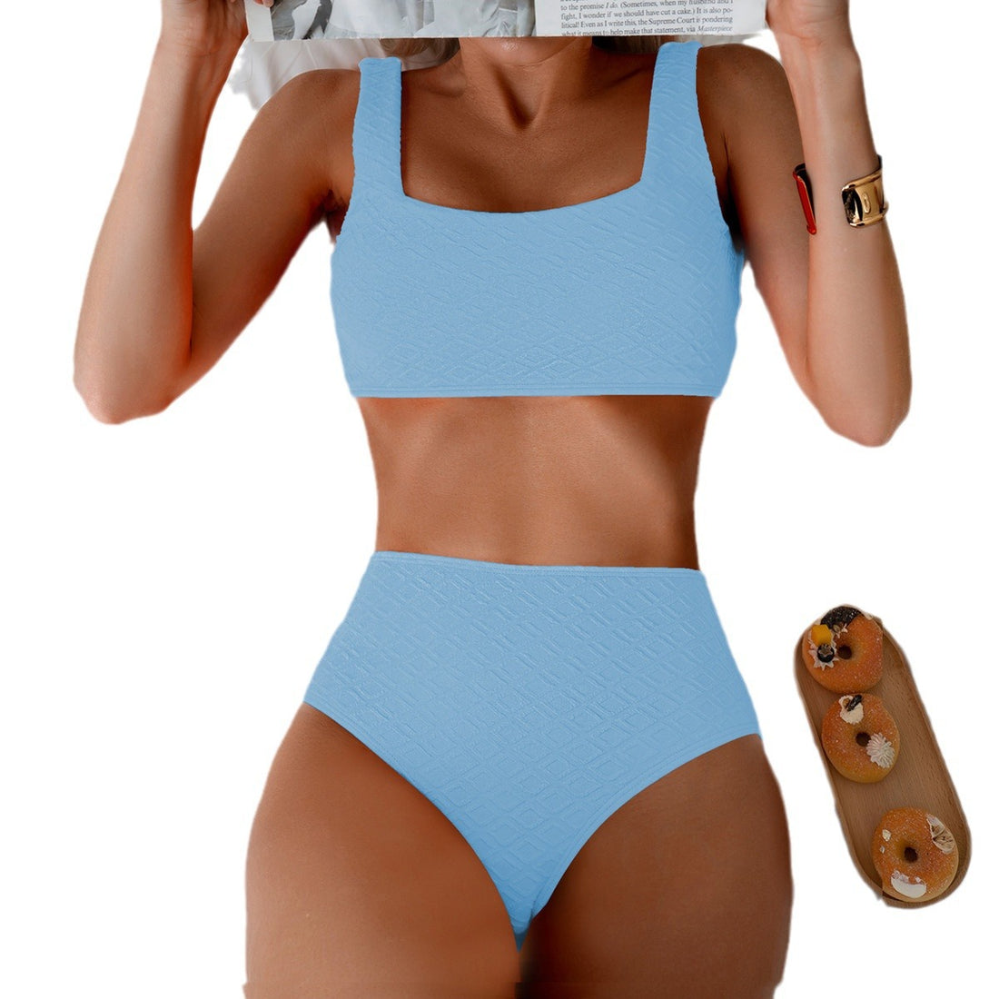 Damen Hochtailliertes Bikini-Set mit strukturiertem Oberteil – Maréssa