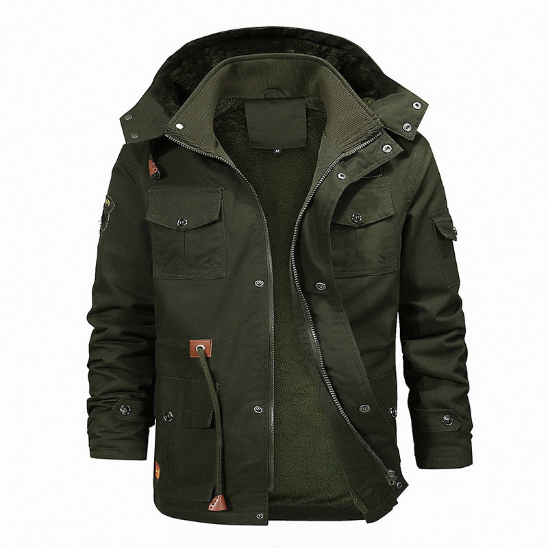 Herren Canvas-Fieldparka mit herausnehmbarer Teddy-Innenjacke, Kordelzug und Mehrfach-Taschen – Taviero