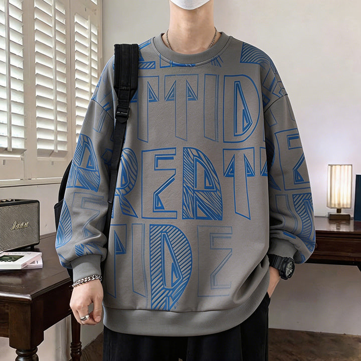 Herren Oversized-Sweatshirt mit großflächigem Lettering-Print und geripptem Saum Echo Archiv