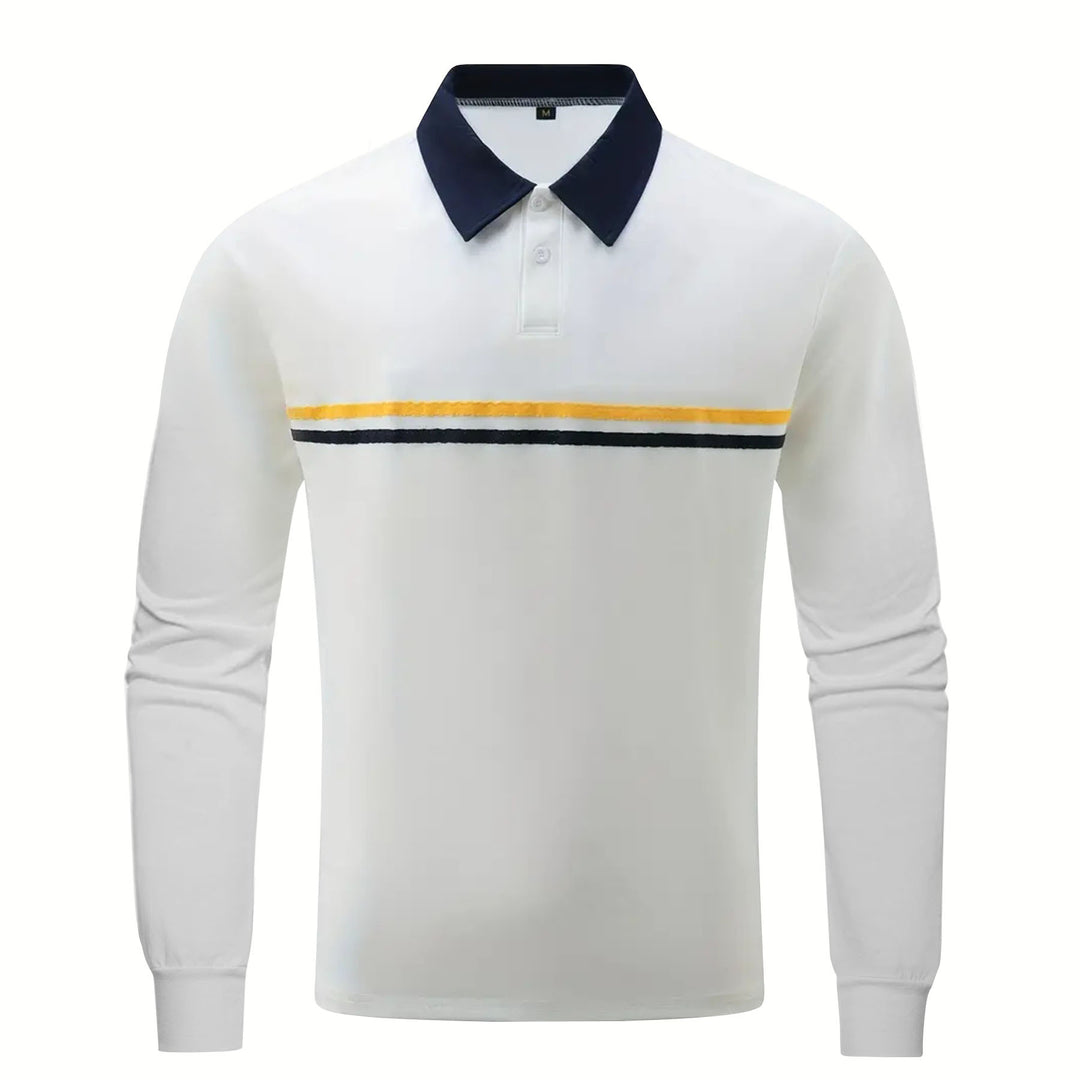 Herren Langarm-Polohemd mit modernem Streifendesign Echoarchiv