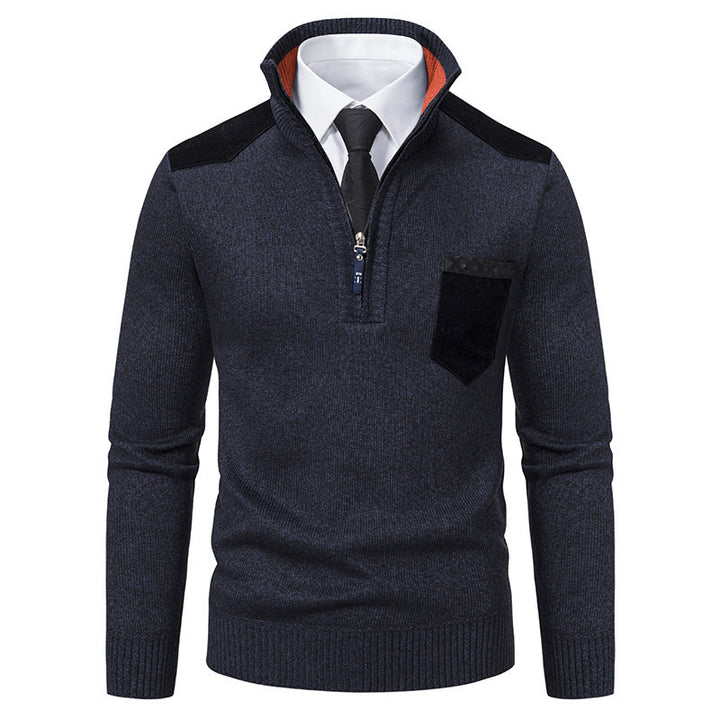 Herren modischer Pullover mit hohem Kragen und Reißverschluss Echoarchiv