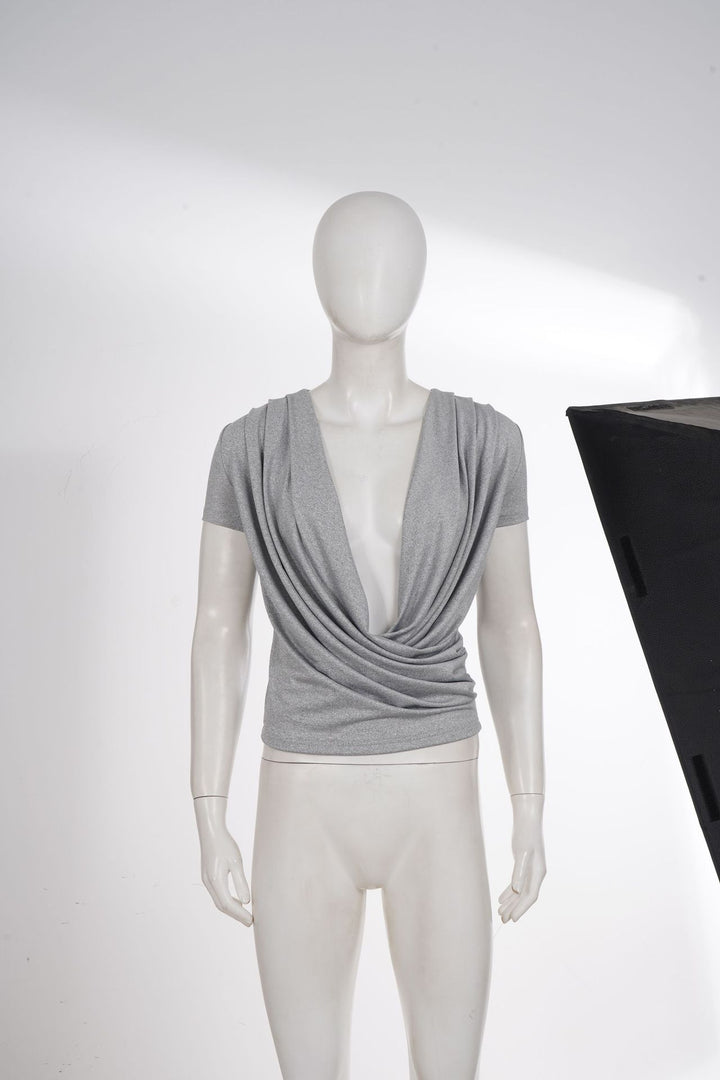 Damen elegantes Wickeloberteil mit tiefem V-Ausschnitt und einzigartiger Drapierung Echo Archiv