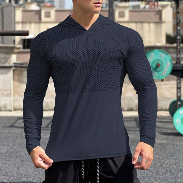 Herren Sportliches Langarmshirt mit atmungsaktivem Mesh-Einsatz Echoarchiv