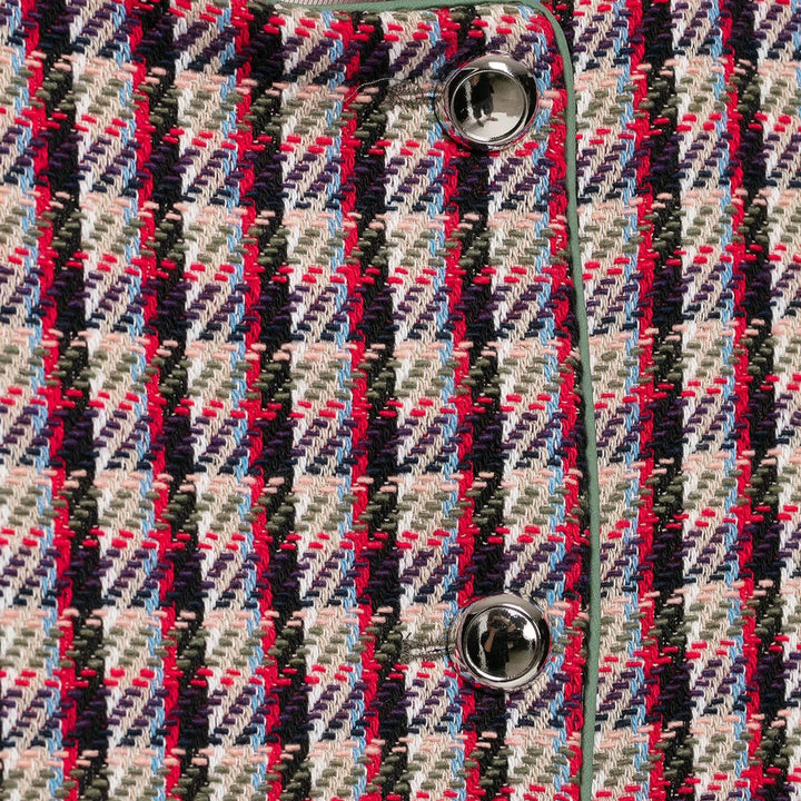Damen Kurzblazer-Jacke im Bouclé-Tweed mit Stehkragen und Schulterpatten Echoarchiv
