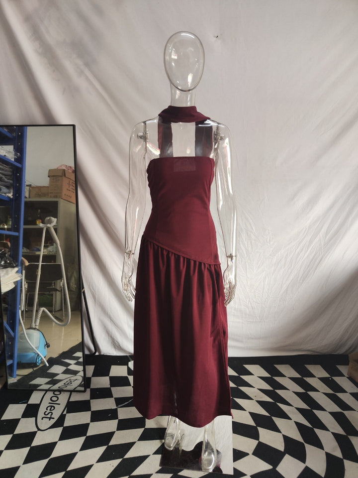 Damen Maxikleid mit schulterfreiem Design und dekorativem Wickelausschnitt Echo Archiv