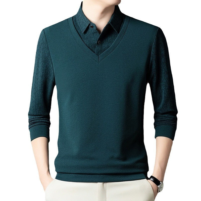 Herren eleganter V-Ausschnitt Pullover mit strukturiertem Ärmel Echoarchiv