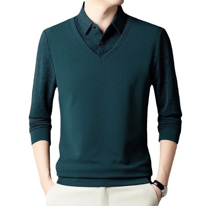 Herren eleganter V-Ausschnitt Pullover mit strukturiertem Ärmel Echoarchiv