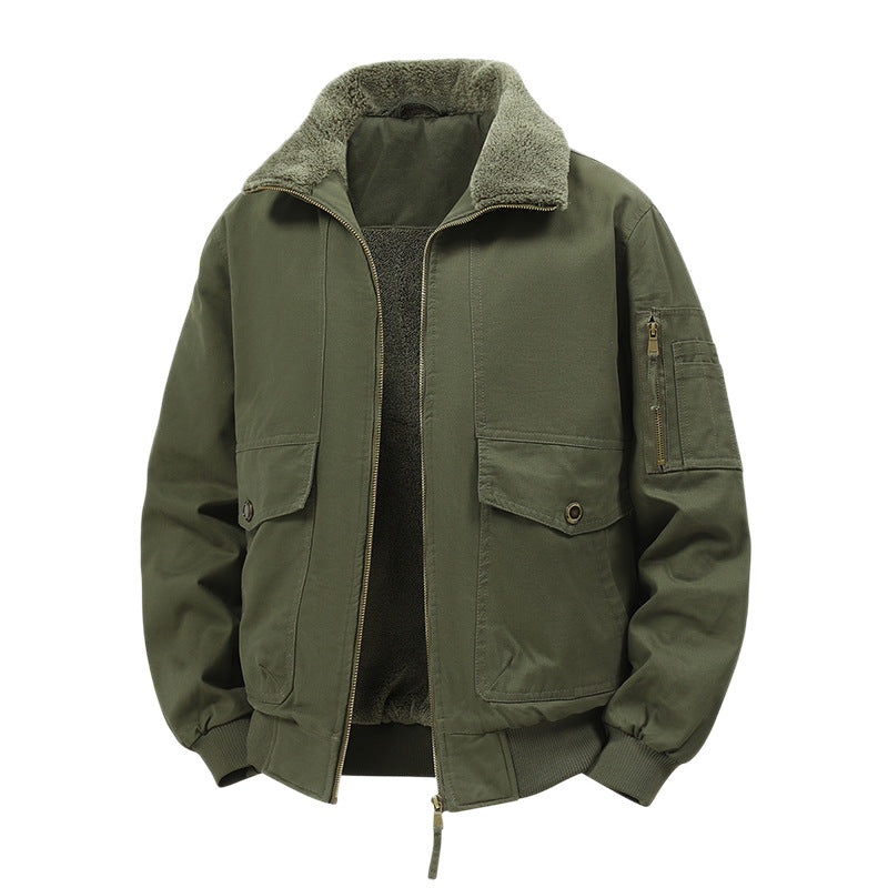 Herren Militärisch inspirierte Thermo-Bomberjacke mit Teddy‑Futter, Ärmeltasche und Druckknopf‑Klappentaschen Echo Archiv