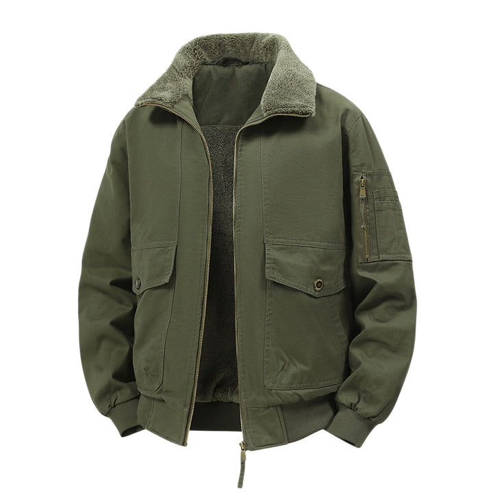 Herren Militärisch inspirierte Thermo-Bomberjacke mit Teddy‑Futter, Ärmeltasche und Druckknopf‑Klappentaschen Echo Archiv