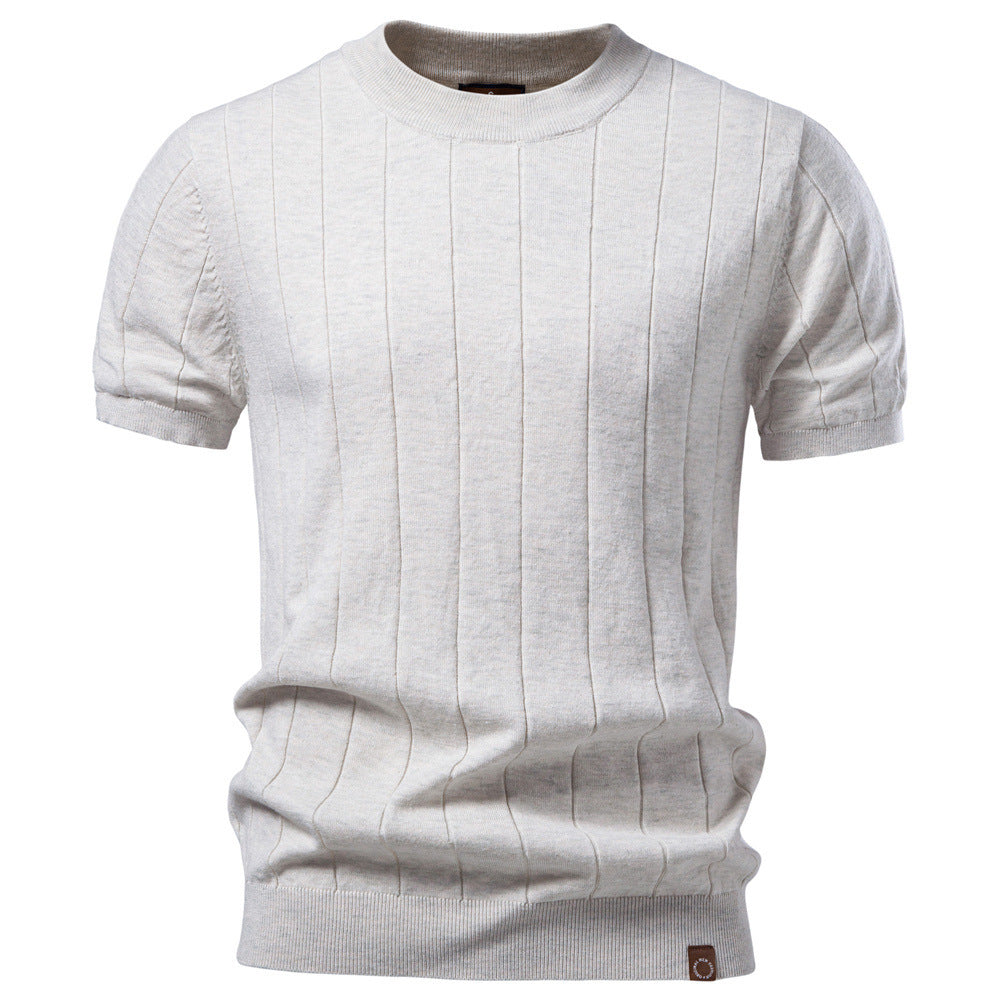 Herren nan leichter Kurzarm-Strickpullover mit feiner Rippenstruktur und Rundhalsausschnitt Echo Archiv