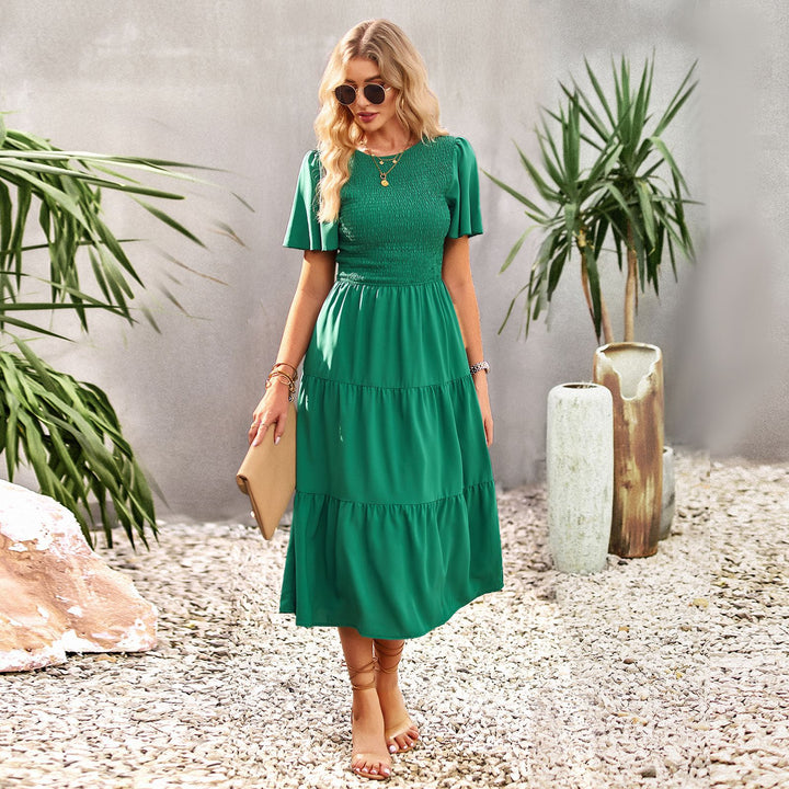 Damen Midikleid mit schwingendem Rüschensaum und elastischem Oberteil Echo Archiv