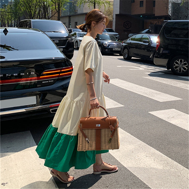 Damen Stufen-Maxi-Kleid mit Volants, Eingrifftaschen und lockerem Schnitt – Valéora