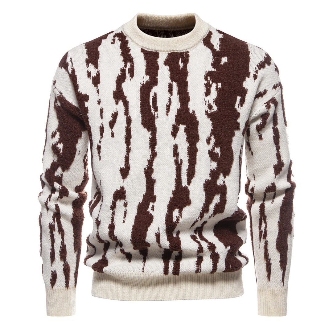 Herren Strickpullover mit modernem Zopfmuster und hohem Kragen Echoarchiv