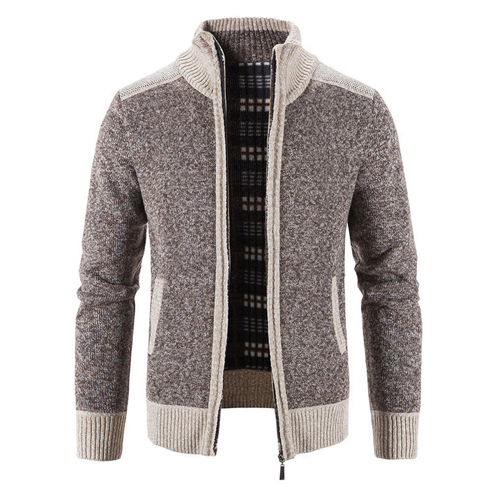 Herren Strickjacke mit modernem Stehkragen und strukturiertem Design Echoarchiv