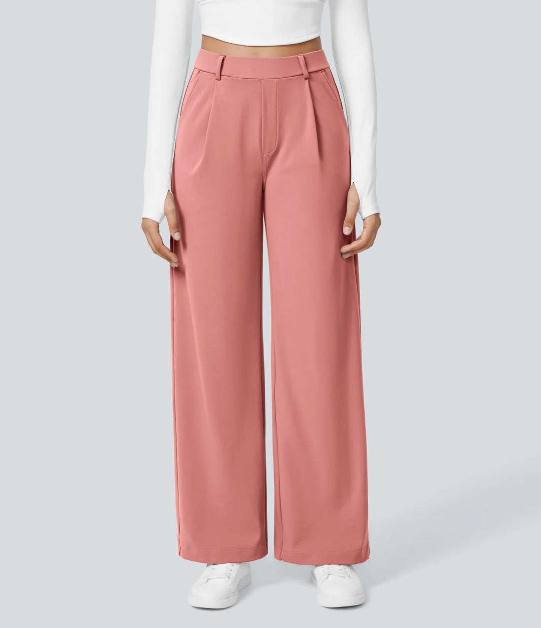 Damen Weite High‑Waist Palazzo‑Hose mit Bundfalten und Eingrifftaschen Echo Archiv