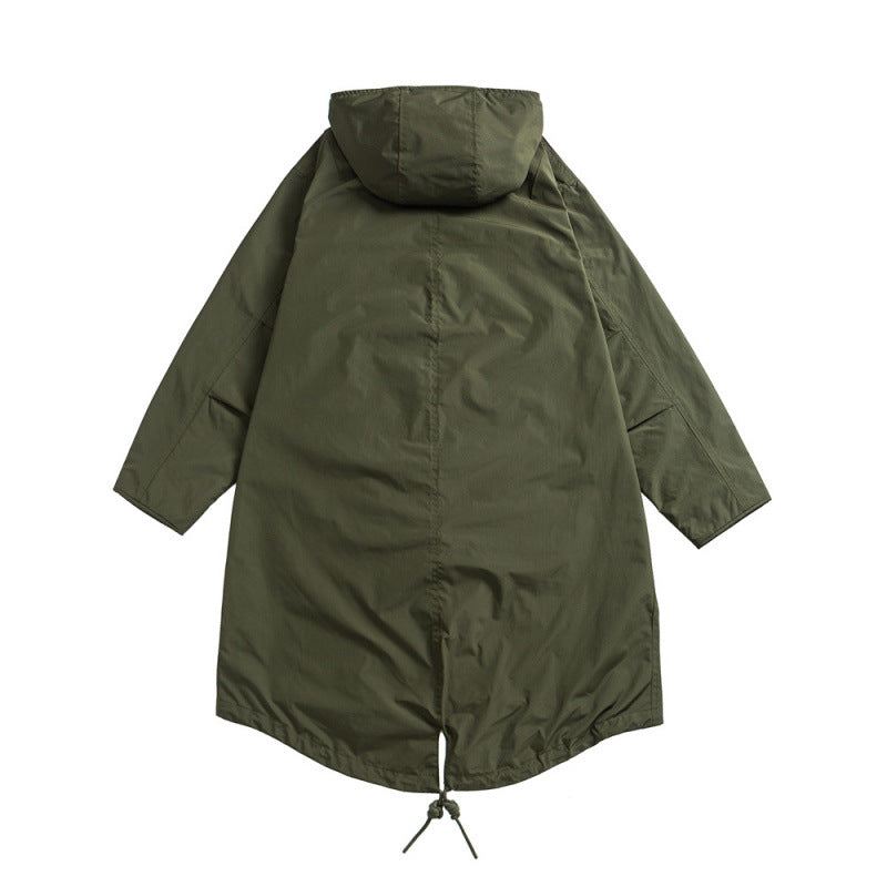 Unisex Oversize Wind- und Wasserdichter Parka mit Kapuze und Fischschwanz-Saum Echo Archiv