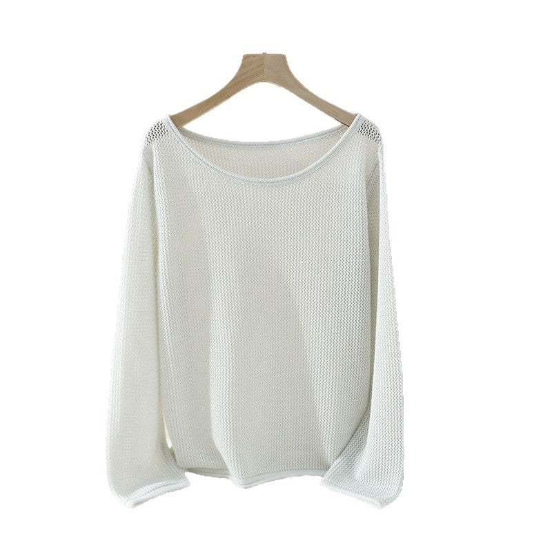 Damen Lockerer Feinstrick-Pullover mit U-Boot-Ausschnitt und Waffelstruktur Echo Archiv