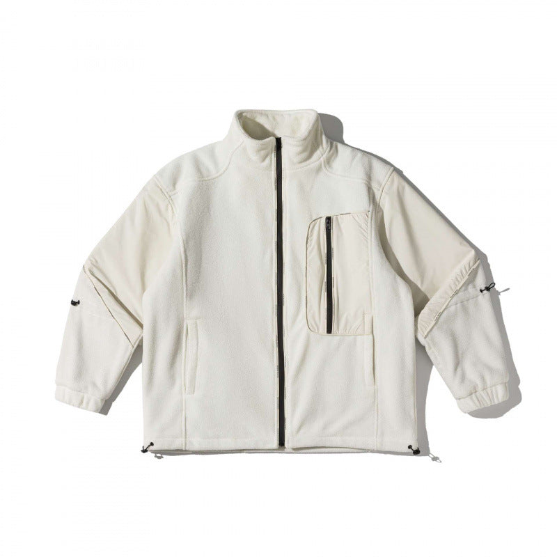 Unisex Oversize-Fleecejacke mit Nylon-Panelen, hohem Stehkragen und Multi-Taschen Echo Archiv