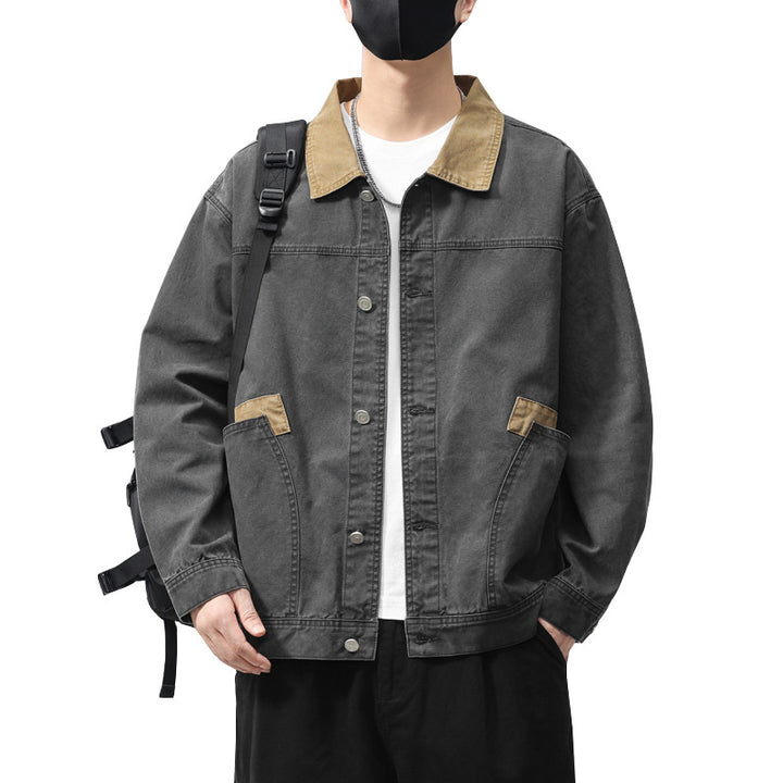 Herren Übergangsjacke aus robustem Denim mit Kontrastkragen und praktischen Taschen Echoarchiv