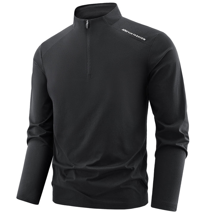 Herren Langarm-Performance-Halbzip-Trainingsshirt mit Stehkragen und atmungsaktivem Funktionsmaterial Echoarchiv