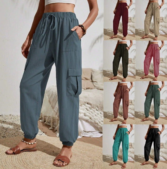 Damen Cargo-Jogginghose mit elastischem Bund, Kordelzug und aufgesetzten Taschen Echo Archiv