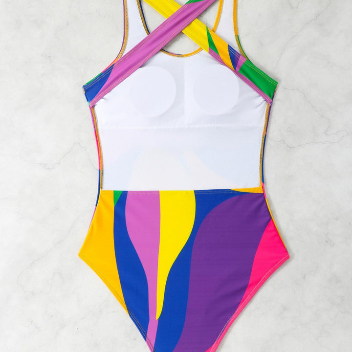 Damen Sportlicher Einteiler Badeanzug mit farbenfrohem Blütenmuster Echo Archiv