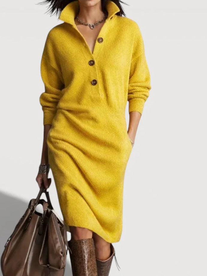 Damen Bequemes Strickkleid mit Knopfdetails – Lunéa